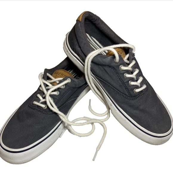 Sperry Top-Sider Men's Gray Canvas Boat Sneakers Lace Up Size 9 Casual - Picture 1 of 7